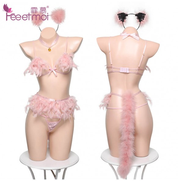 FEE ET MOI Sexy Feather Fox Fairy Bikini Set (Pink)